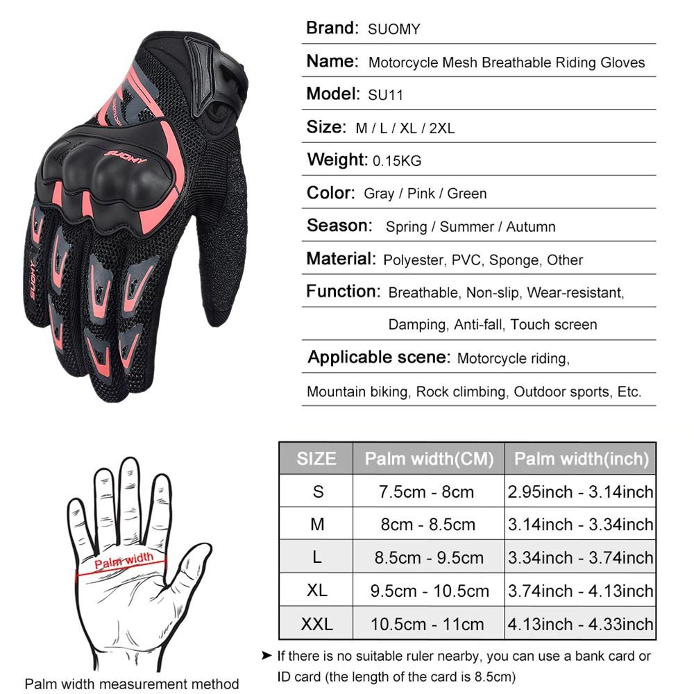 SUOMY Lady Pink Motorcycle Gloves Summer Women Full Finger Motorbike Riding Gloves Non-slip Anti-fall Female Motocross Gloves