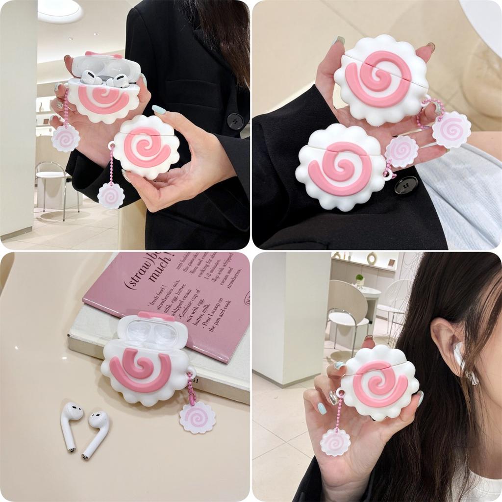 Cute 3D Japan Fish Cake Food Case For Airpods Pro 2 Case,Silicone Protective Earphone Cover For Airpods Case With Keychain