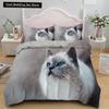 White Cat King Queen Duvet Cover Kawaii Pet Kitty Bedding Set for Kids Teens Adults Family Animal 2/3pcs Polyester Quilt Cover