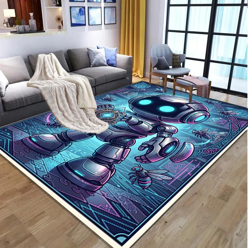Cosmic Bot Crew Pattern Rug, Indoor/Outdoor Mat, for Picnic, Gameroom, Bedroom, Office, Living Room, Home Decor Carpet, Birthday Gift