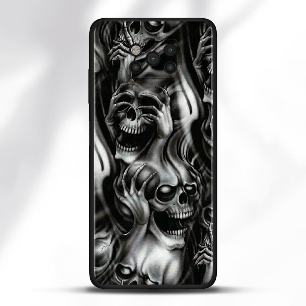 Straszna czaszka szkielet Capa dla Mi POCO X3 F3 GT uwaga 10 Pro Lite etui na Poco X3 NFC M3 Pro M3 F3 F1 Caso dla Xiaomi CC9 Pro