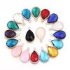 6Pcs Glass Droplet Shape Pendant with Gold Border High Quality Pendant For DIY Necklace Earrings Jewelry Accessories Supplies