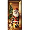 Christmas Door Cover Decoration Santa Claus Elk Open Door Welcome Christmas Background Indoor Outdoor Porch Banner Party
