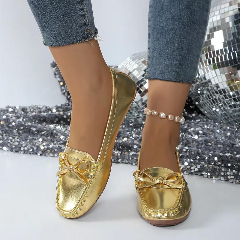 Fashion 2025 New Outdoor Comfortable Women's Slip on Casual Flats Round Toe Soft Bottom Bow Tie Sewing Flats for Daily Wear & Plus Size