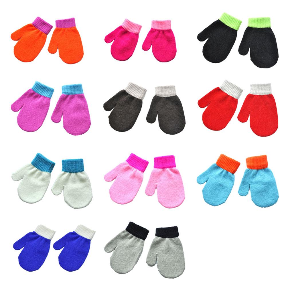 1 Pair Kids Mittens Outdoor Hands Warmer Comfortable Clothes Accessory Solid Color Girls Boys Children Mitts for Winter