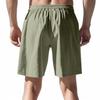 Men's Linen Shorts Lightweight Beach Casual Loose Fit Mid-Length Drawstring Waist Relaxed Style Summer Bottoms