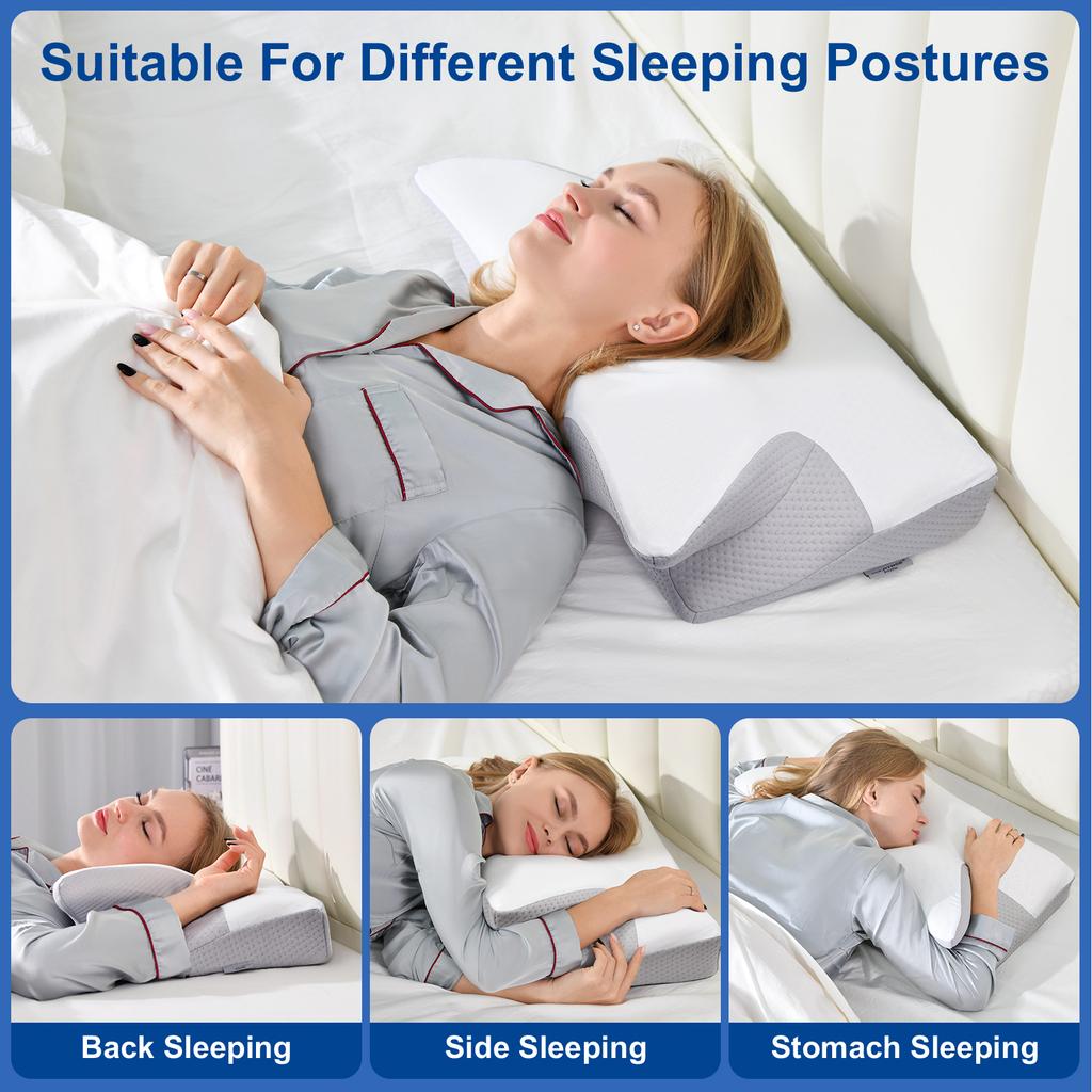 Pulatree Cervical Pillow for Neck & Shoulder Pain Relief Ergonomic Memory Foam Pillow Suitable for Different Sleeping Postures