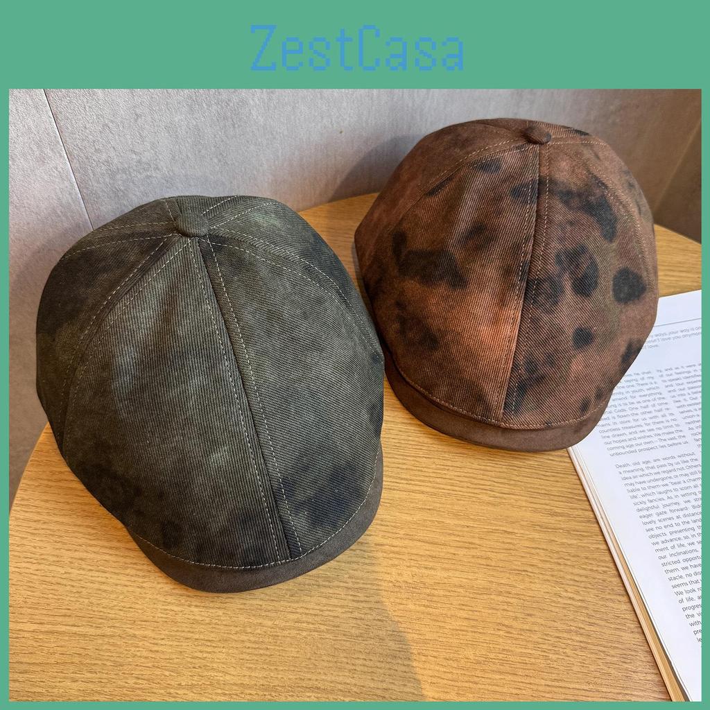 Tie Retro Fashion Dye Pattern Neutral Beret Suitable For Fall And Winter