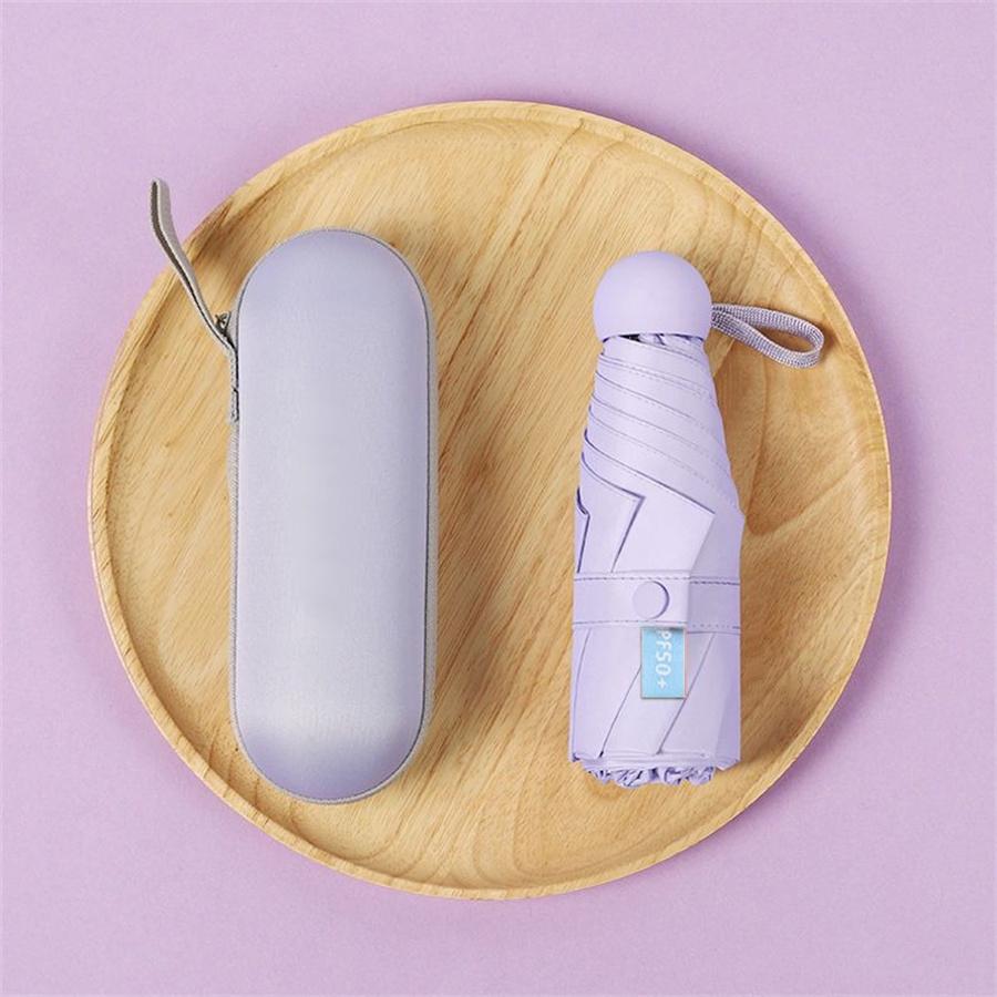 1pc Fashion Women Mini Folding Sun Umbrella UV Protection Portable Pocket Capsule Umbrellas with Box
