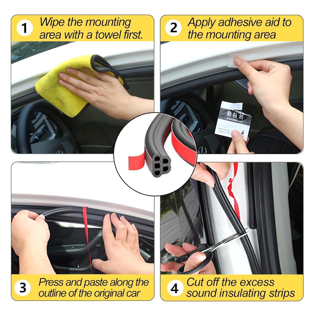 5m/10m/16m/20m Car Door Seal Auto Double Layer Trunk Sealer 5 Hole Shape Noise Insulation Car Door Seal Strips