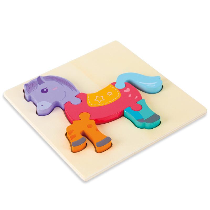 High Quality Baby 3D Wooden Puzzle Educational Toys Early Learning Cognition Kids Cartoon Grasp Intelligence Puzzle