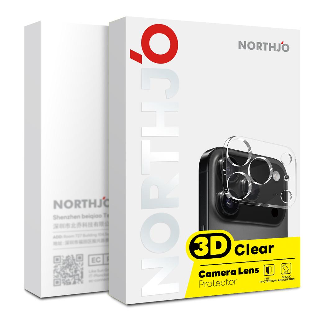 NORTHJO For iPhone 17 Pro Max Camera Lens Protector Tempered Glass HD Clear 3D Full Coverage