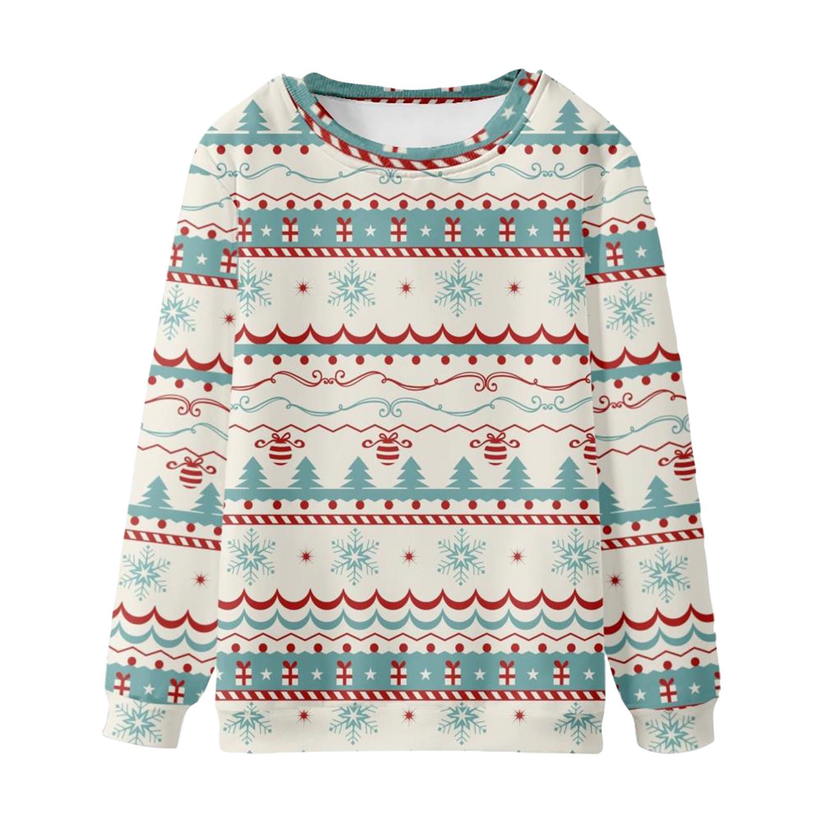 

Christmas Casual Round Collar Sweater Spring And Long Sleeve XL білий