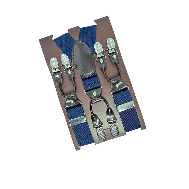 6 Clips Men'S Suspender Belt, Strap Thickened Elastic Belt, High-Quality Hardware Accessories