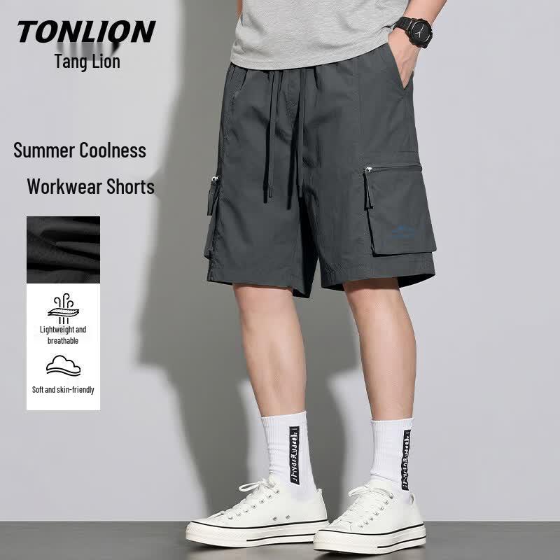 TonLion Men s Summer Lightweight Breathable Straight-Leg Casual Shorts XL