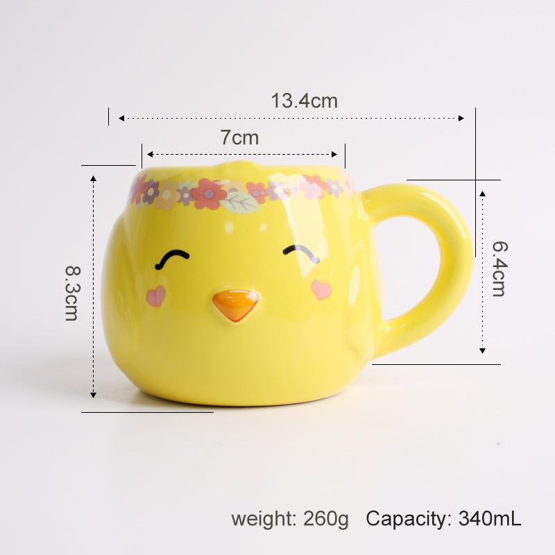 

Новинка Пасхальный Цыпленок Чашка 340 мл Мультяшная Шикарная Кружка для Молока с Ручкой Экологичная Домашняя Чашка Керамическая для Послеобеденного Чая Праздничный Подарок 301-400ml жёлтый