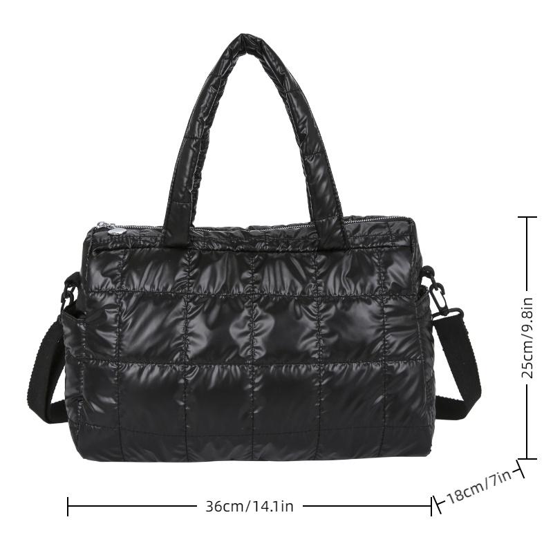 Fashionable Women's Tote Bag, Female Large Capacity Padded Shoulder Bag, Quilted Checkered Handbag, Down Messenger Bag