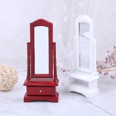 1:12 Mini Doll House Full-Length Dressing Mirror Model with Drawer Accessory Room Furniture Toy