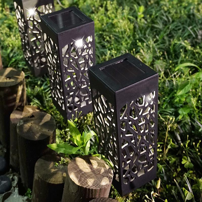 Retro Courtyard Lamps LED Solar Path Lights Hollow Projection Lamp Garden Decoration Solar Lawn Lights Outdoor Solar Lighting