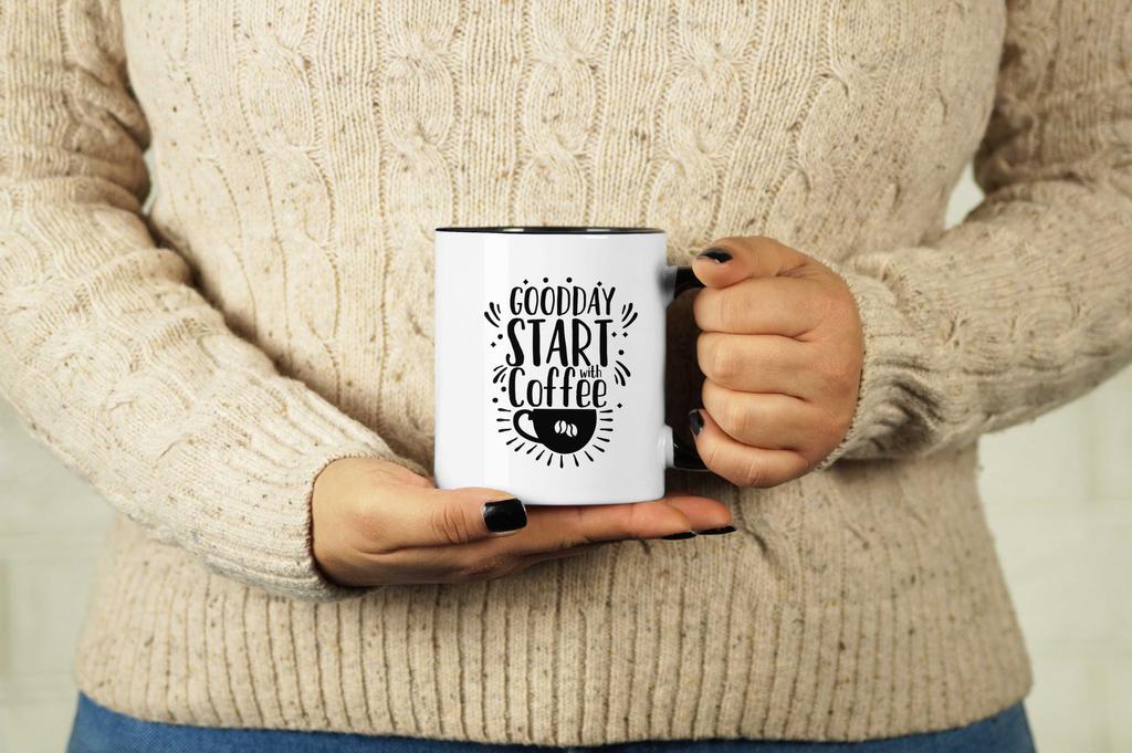 Inkdotpot Goodday Start With Coffee 11 Oz Ceramic Coffee Mugs Great For Co-worker Boss Gift For Coffee