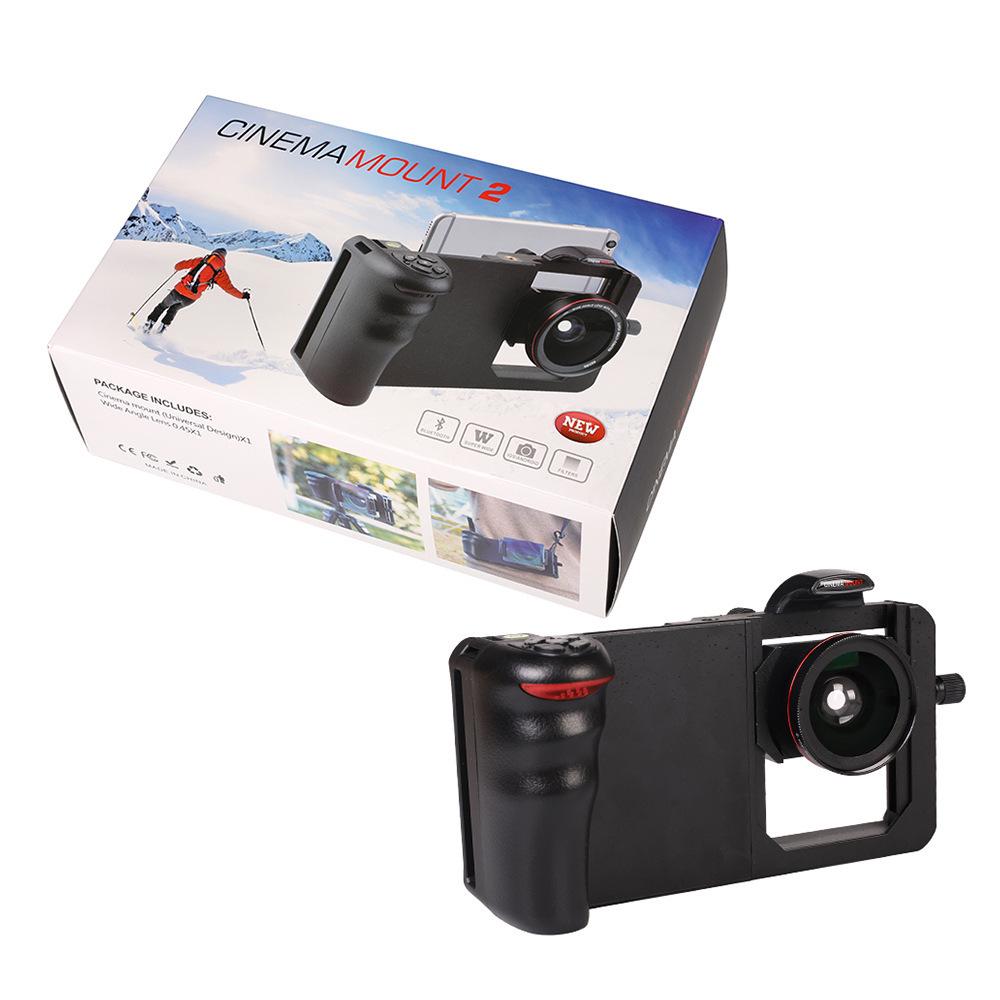 Macro Lens & Wide-Angle Mobile Photography Set: Handheld Stabilizer, Rabbit Cage & Bluetooth Bracket Combo.