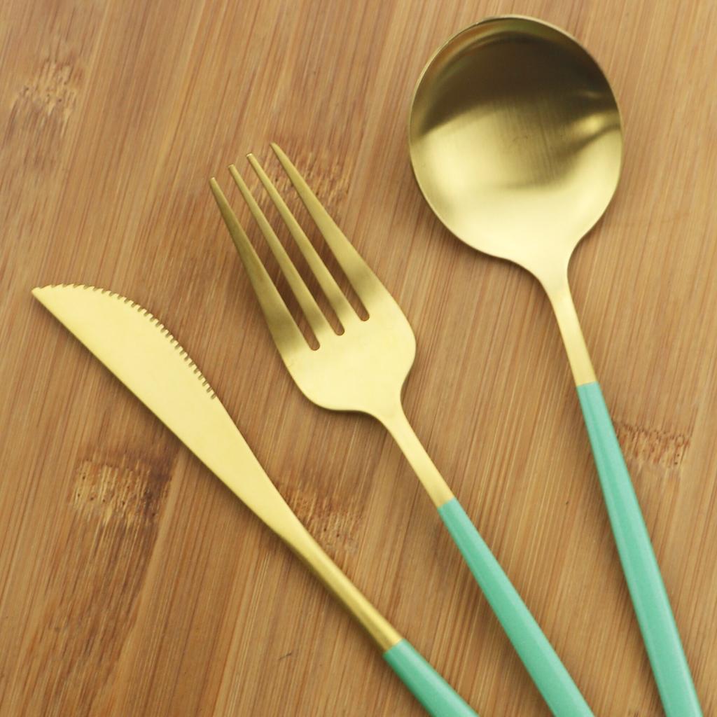 36Pcs/set Red Gold Dinnerware Cutlery Set Stainless Steel Knife Dessert Fork Tea Spoon Silverware Kitchen Flatware Tableware Set