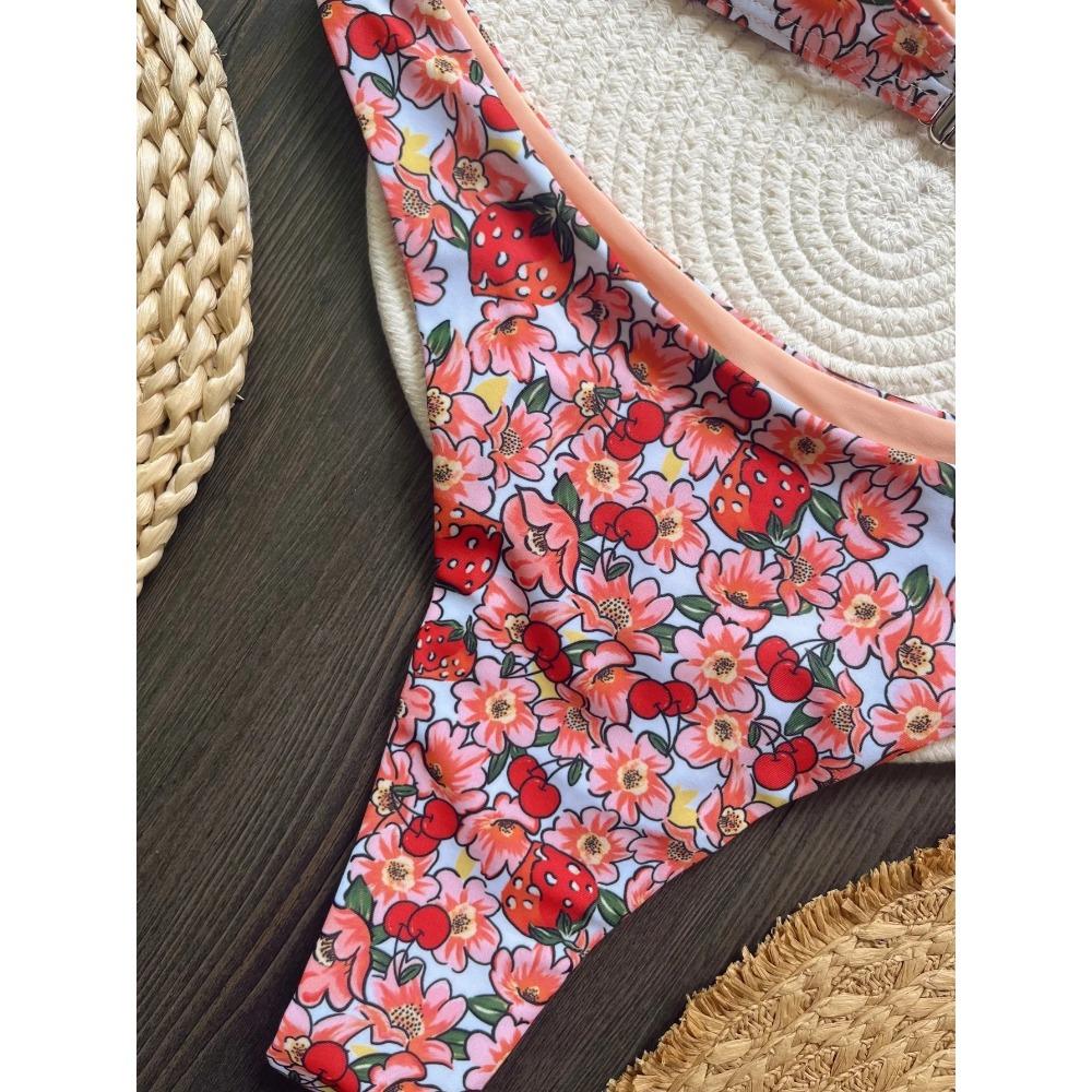 Sexy Flowers Printed Halter Brazilian Bikini Women Swimwear Female Swimsuit Two-pieces Bikini set Bather Bathing Suit