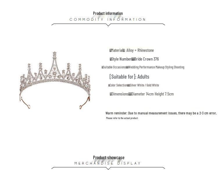 Korean Style Rhinestone Bridal Crown Headband for Weddings & Birthdays