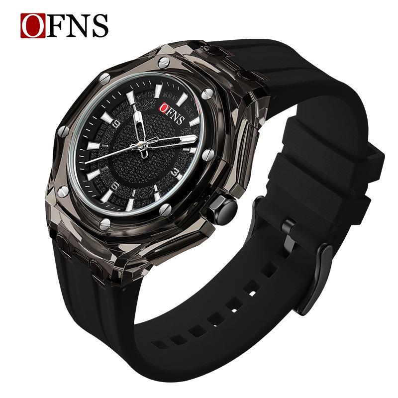 Oufannishi Women s Luminous Quartz Watch - Stylish Waterproof Transparent Case Wristwatch for Students and Parties чёрный