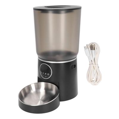 Automatic Pet Feeders Smart Timing 5L Dual Power Support Cat Food Dispenser for Home Black Button