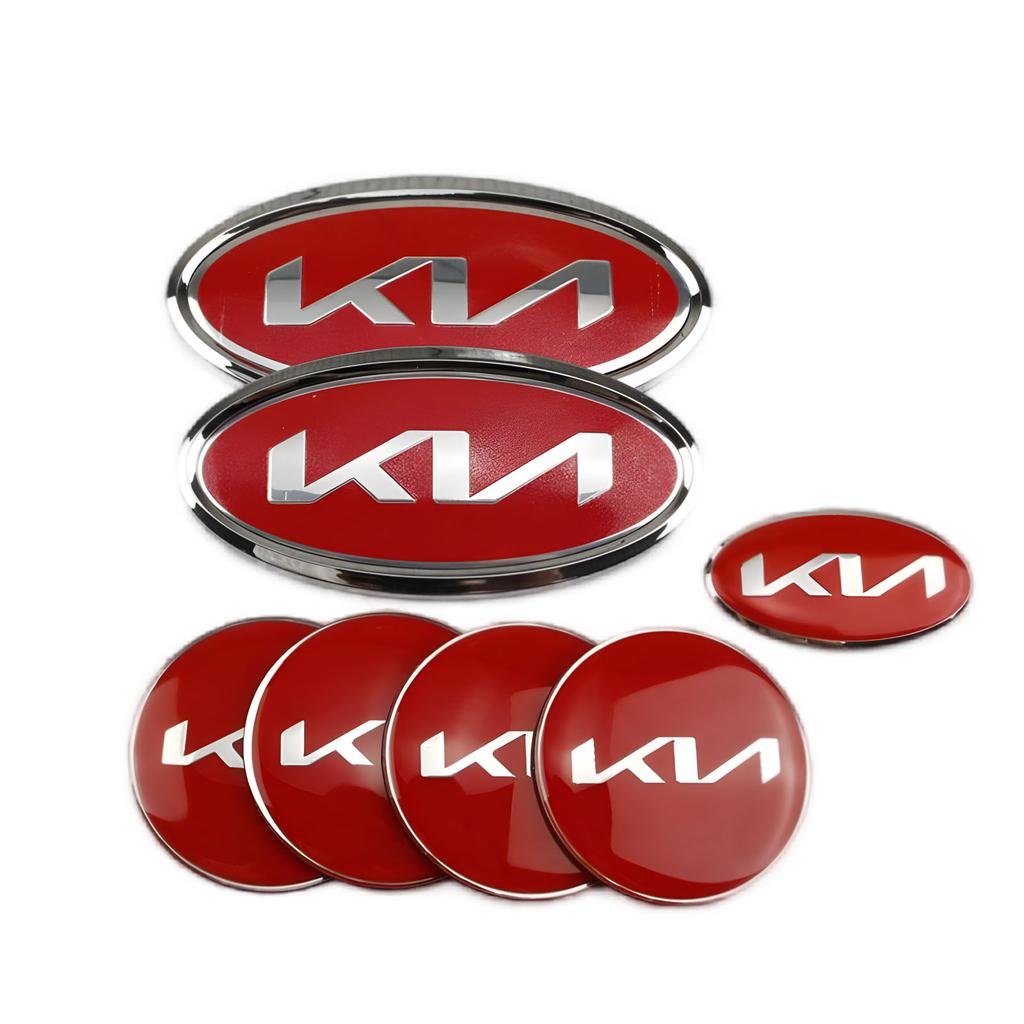 AABJD1 Car Front Grill Emblem Rear Trunk Badge Hub Center Sticker Steering Wheel Center Sticker for KIA K3 K5 Sportage R Sorento Carens