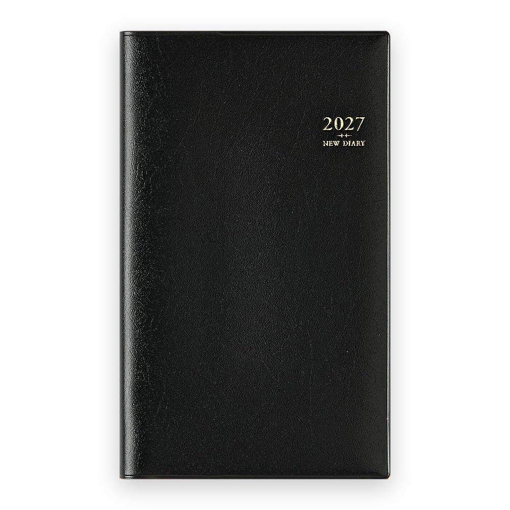 Planner Takahashi Shoten New Diary Alpha 2027 Weekly Left Monthly Horizontal Leather-Look Pen Holder - Black