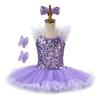 Fashion Sequin Kids Ballet Dress Modern with Headwear Ballet Tutu Party Dress Puffy Princess Dress Children
