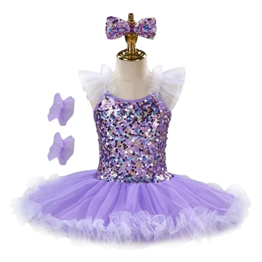 Fashion Sequin Kids Ballet Dress Modern with Headwear Ballet Tutu Party Dress Puffy Princess Dress Children
