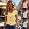 2026 Spring/Summer Women's V-Neck Hollow Solid Ruffle Sleeve Casual T-shirt