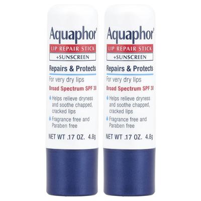 Lip Repair Stick + UV Protection, SPF 30, Fragrance-Free, 2 Pieces, 4.8g (0.17oz) Each