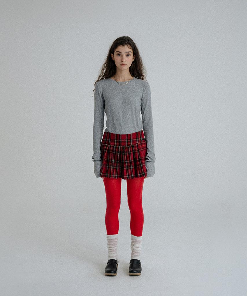 Sunday Fruits Market Sun Pleats Skirt Red Check