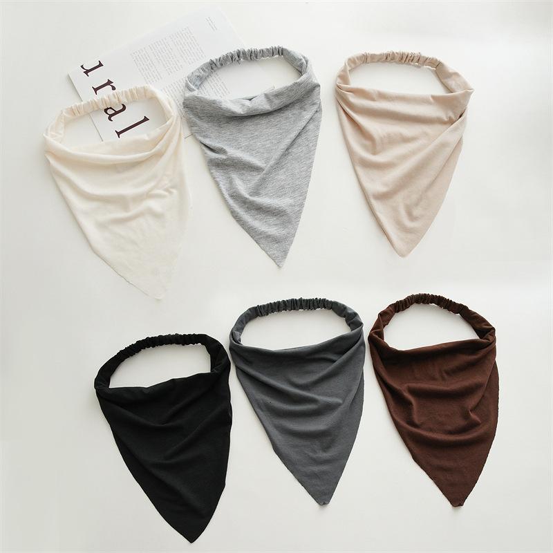 New Fashion Bohemian Solid Color Hair Scrafs Turban Headband Sweet Cotton Headscarf Triangle Bandanas For Women Hair Accessories