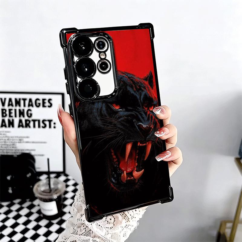 Black Panther Coole Tierbeschichtung Handyhülle Für Samsung Galaxy S24 S25 FE S26 Edge S23 Ultra S22 S21 Plus S20 Anti-Fall Airbag