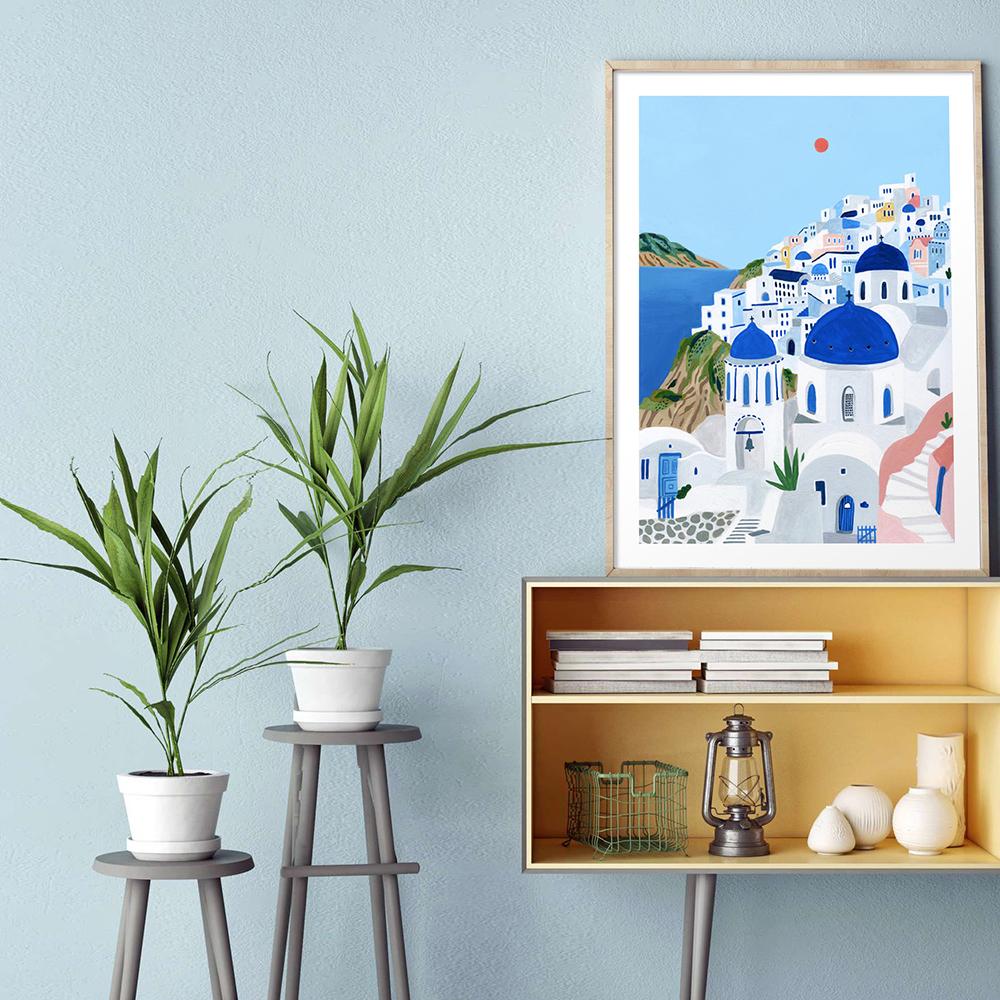 Nordic Positano Italy Vintage Posters and Print Santorini  Barcelona Canvas Painting Gift Wall Art for Living Picture Home Decor