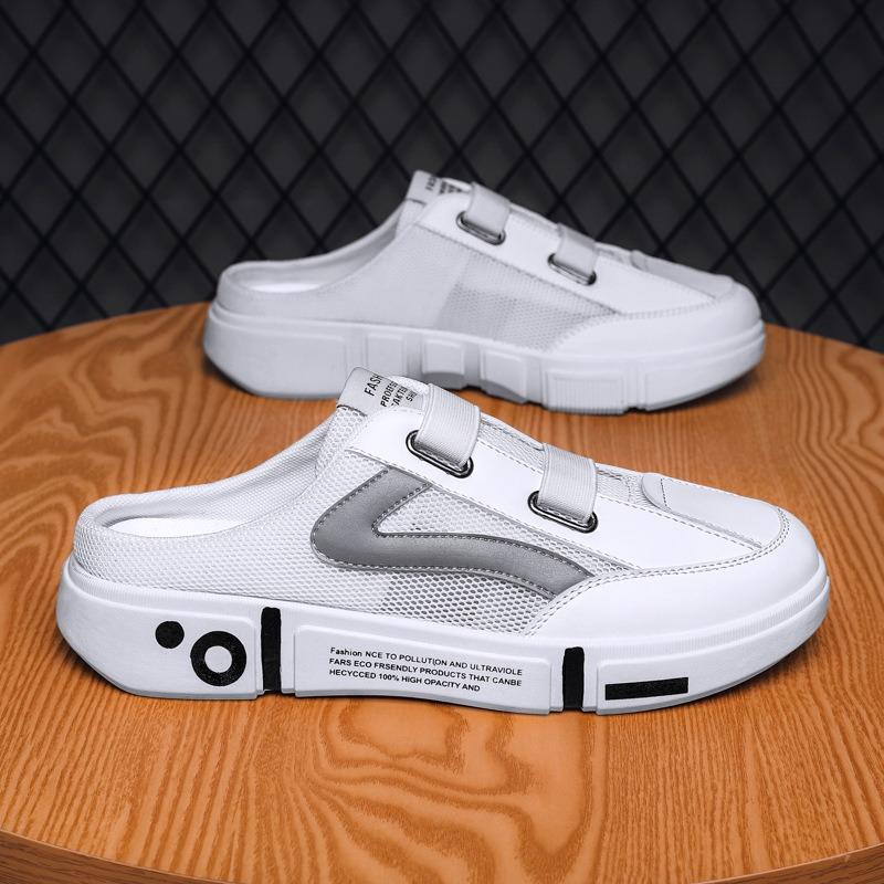 New half-slippers men's summer men's trend heelless lazy bag head dragging one foot outside wearing beach shoes