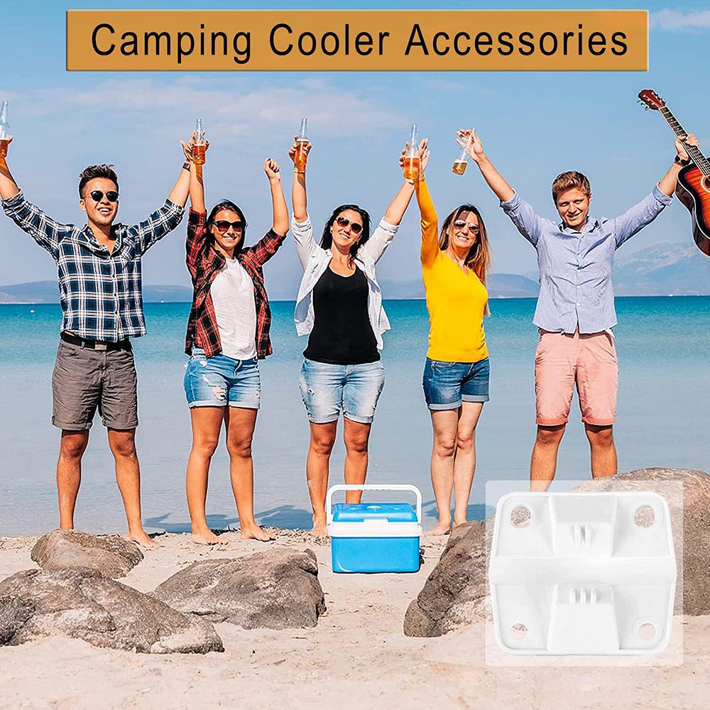 4 Set White Plastic Cooler Hinges & Screws Set Compatible With Coleman Coolers