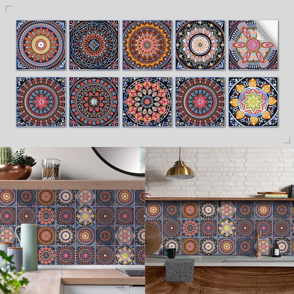 Nordic Tile Art Wall Sticker Kitchen Bathroom Waterproof And Oil-Proof Wallpaper Self-Adhesive Crystal Film Tile Sticker