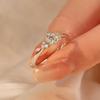 Women's Elegant Six-Prong Zircon Ring: High-End Shiny Diamond Design for Index Finger