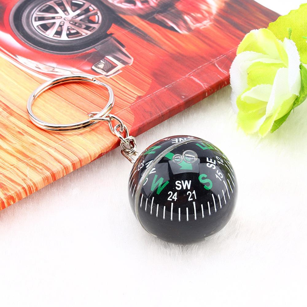 6 Pcs 28mm Liquid Filled Compass Black Ball Compass Keychain  Camping Equipment
