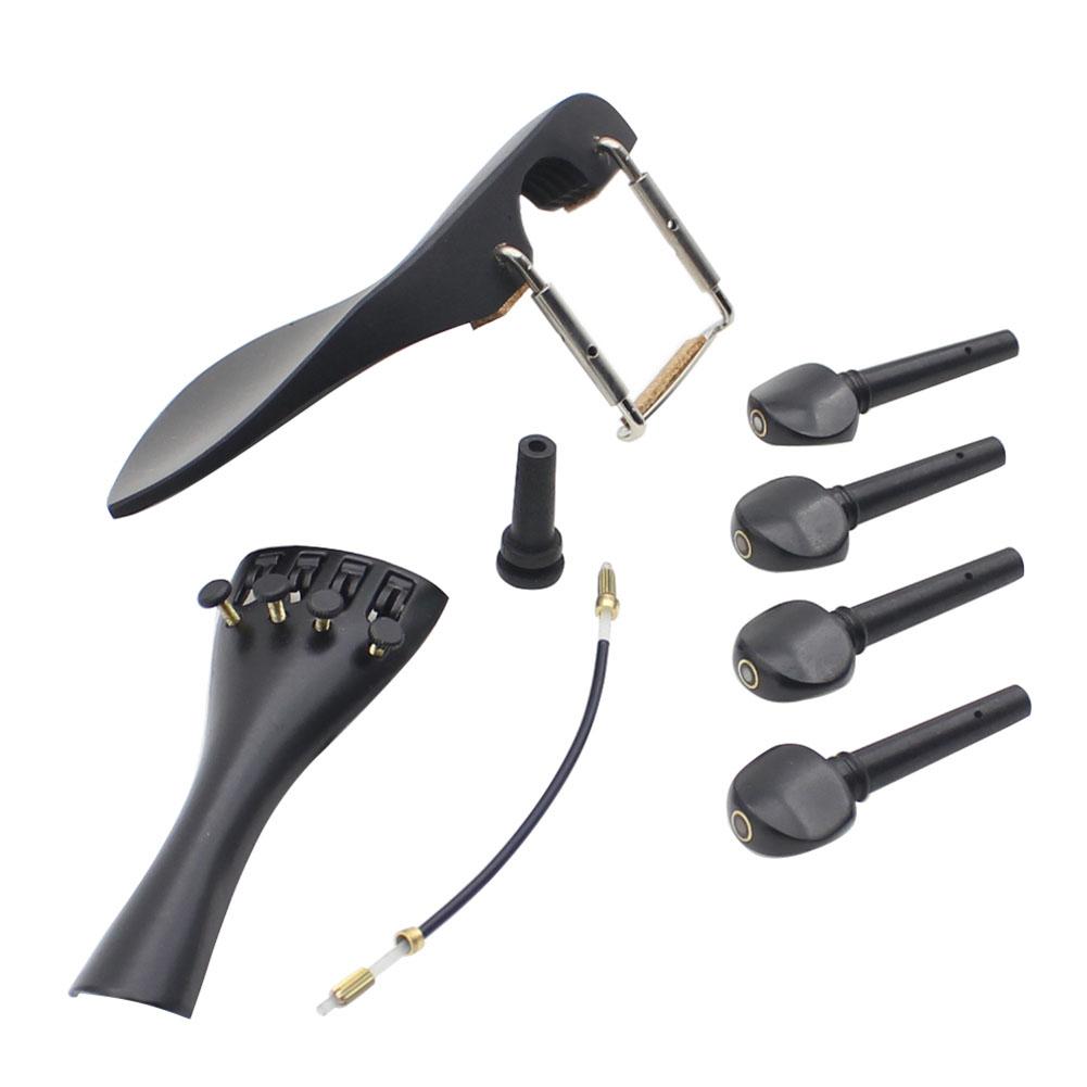 4/4 Violin Chinrest with Tailpiece Tail Rope Tuning Peg Endpin Screw Violin Accessory Kit