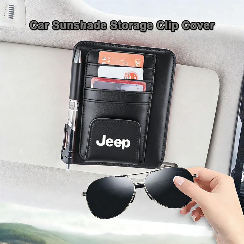Car Sun Visor Organizer Storage Bag Sunglasses Case For Jeep Wrangler Rubicon Renegade Compass Grand Cherokee Patriot Liberty jk ALX1