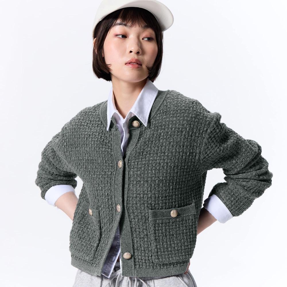 

Gu By Uniqlo трикотажная куртка с двумя карманами 01 OFF WHITE/S