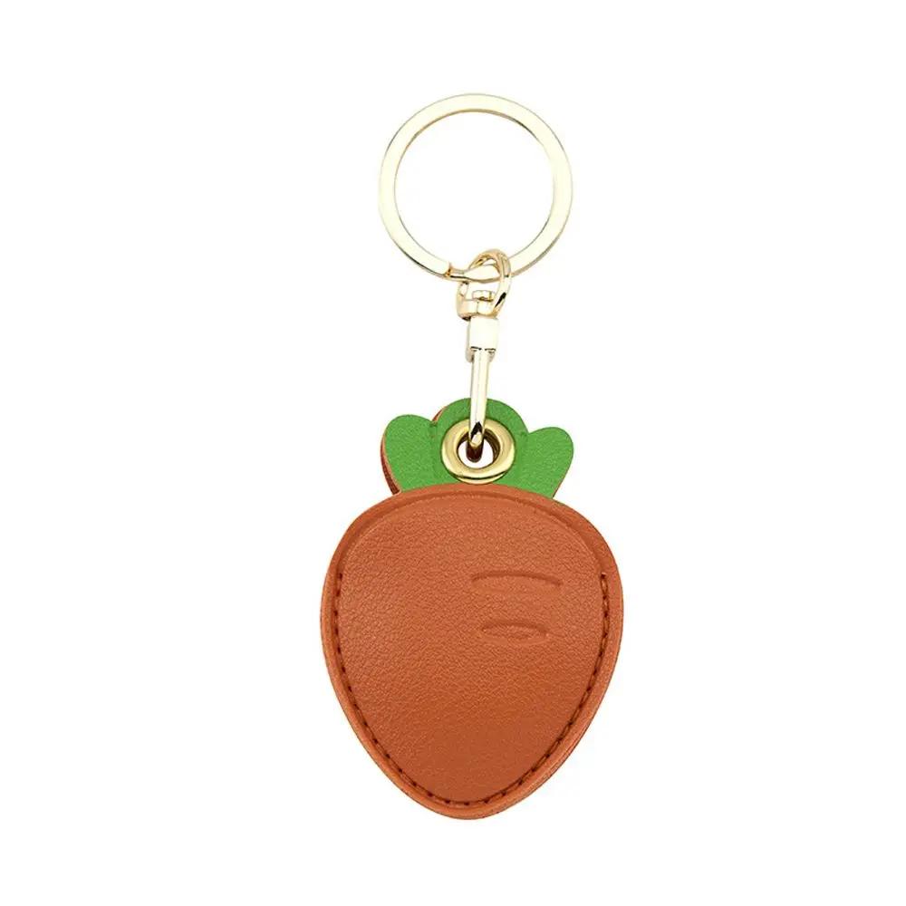 Leather Strawberry Lemon Keychain Case Holder Fashion Women Car Key Ring Charm Bag Car Pendant Gift Anti-lost Pet Dog Cat Collar