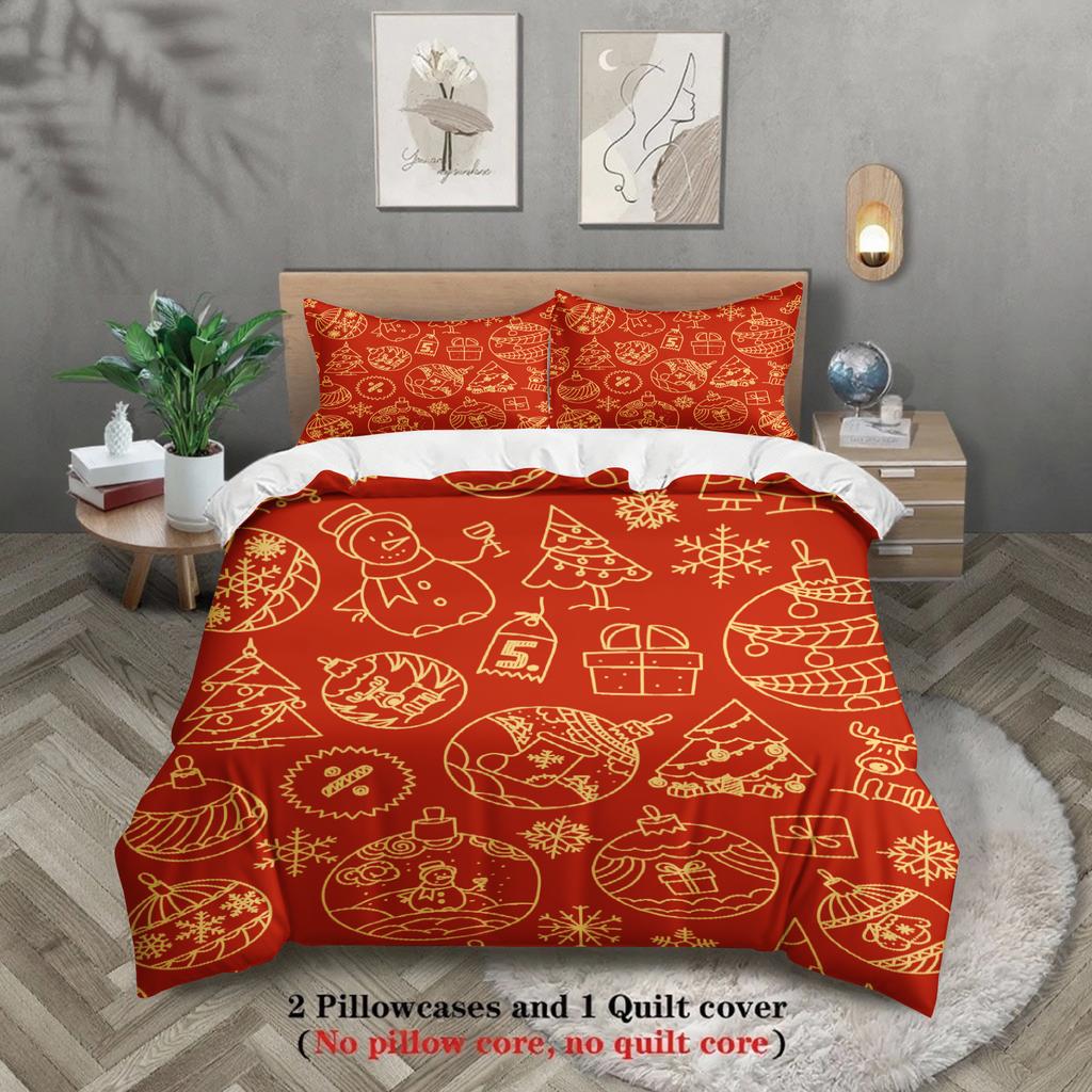 Merry Christmas Bedding Set Christmas Duvet Cover Set Single Twin Queen King Size No Filling Christmas Gift For Kids Girls